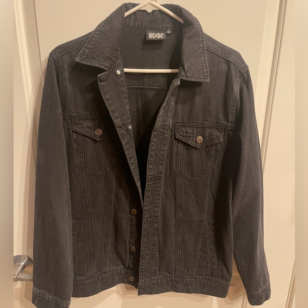 Black denim jacket, no wear and tear
